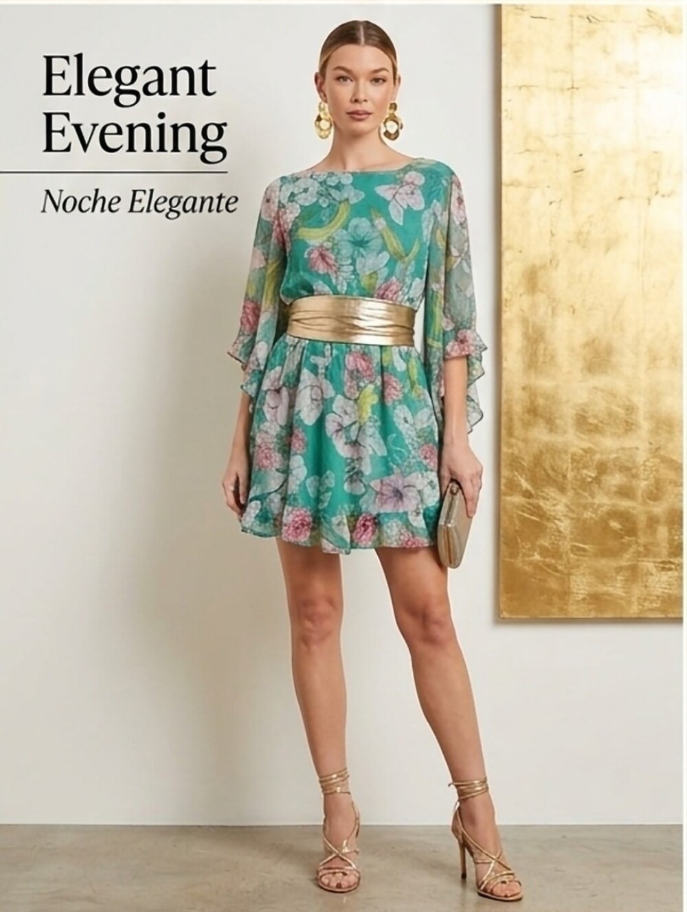 Floral Green Chiffon Dress